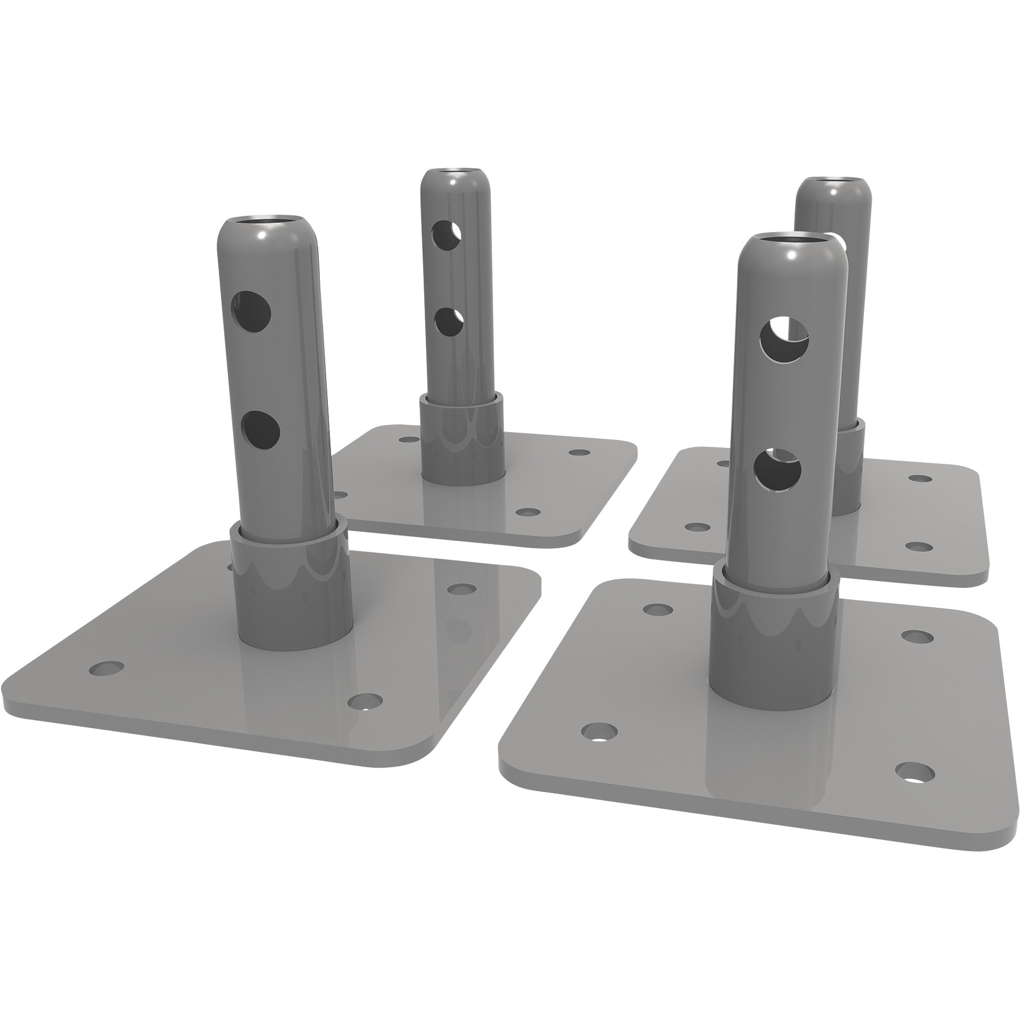 Metaltech Base Plates for Baker Interior Fixed Scaffolds, Set of 4, 4 3/4in.W x 4 3/4in.D x 4 3/4in.H, Model# I-IBBF4